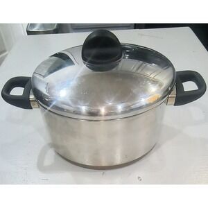 Vintage Revere Ware Stock Pot 4.5 QT Copper Clad Bottom With Lid USA